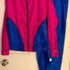 GK WARM UP ADULT X-SMALL PINK BLUE CRINKLE NYLON GYMNASTIC CHEER JACKET/PANT SET - Image 3