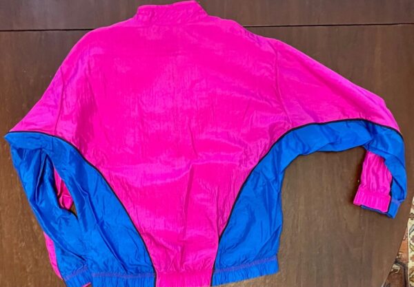 GK WARM UP ADULT X-SMALL PINK BLUE CRINKLE NYLON GYMNASTIC CHEER JACKET/PANT SET - Image 6