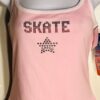 GK CAMISOLE TOP ADULT LARGE PINK COTTON METAL JA â€œSKATEâ€ GRAPHICS AL NWT!