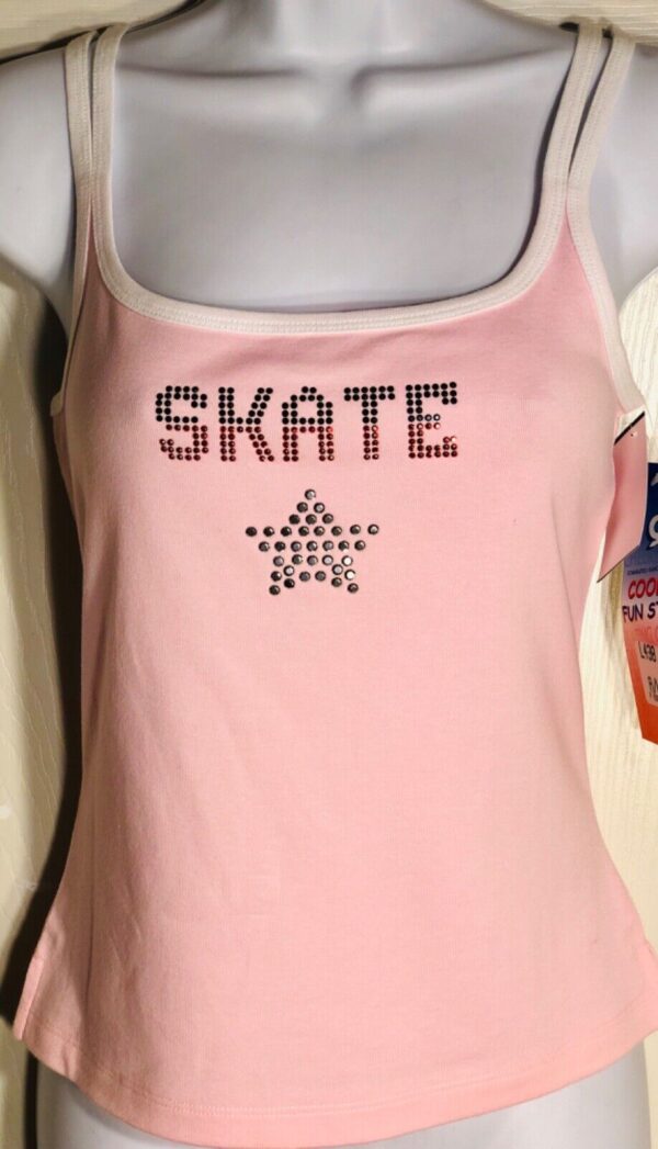 GK CAMISOLE TOP ADULT LARGE PINK COTTON METAL JA â€œSKATEâ€ GRAPHICS AL NWT!