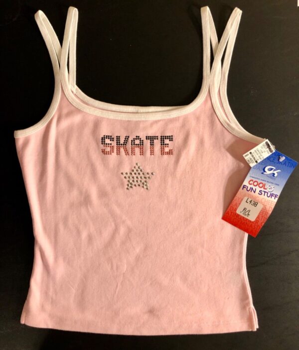 GK CAMISOLE TOP ADULT LARGE PINK COTTON METAL JA â€œSKATEâ€ GRAPHICS AL NWT! - Image 2