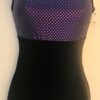 GK DANCE BIKETARD ADULT SMALL PASSION FOILED PRINT BLACK VELVET GYM CAMISOLE AS