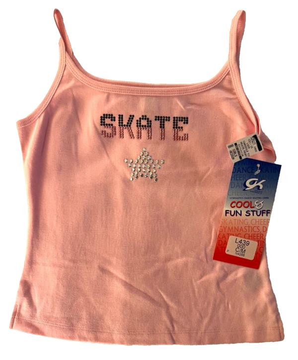 GK CAMISOLE TOP  CHILD MEDIUM PINK COTTON METAL JA â€œSKATEâ€ GRAPHICS SZ M NWT!