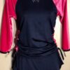 GK ELITE ADULT X-SMALL 3/4 SLV 2PC ICE FIGURE SKATE SET PINK VELVET NAVY N/S AXS
