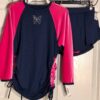 GK ELITE ADULT X-SMALL 3/4 SLV 2PC ICE FIGURE SKATE SET PINK VELVET NAVY N/S AXS - Image 8