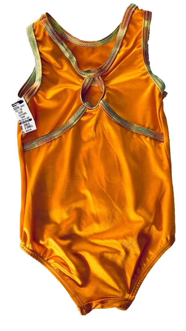 GK "GYMBEE" CHILD X-SMALL ORANGE FOIL TRIM BEE GYMNASTICS DANCE TANK LEOTARD XS - Image 12