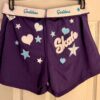 GK COTTON LADIES LARGE SKATE GODDESS GLITTER PRINT PURPLE BOXER SHORTS SZ L NWT!