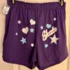 GK COTTON LADIES LARGE SKATE GODDESS GLITTER PRINT PURPLE BOXER SHORTS SZ L NWT! - Image 2