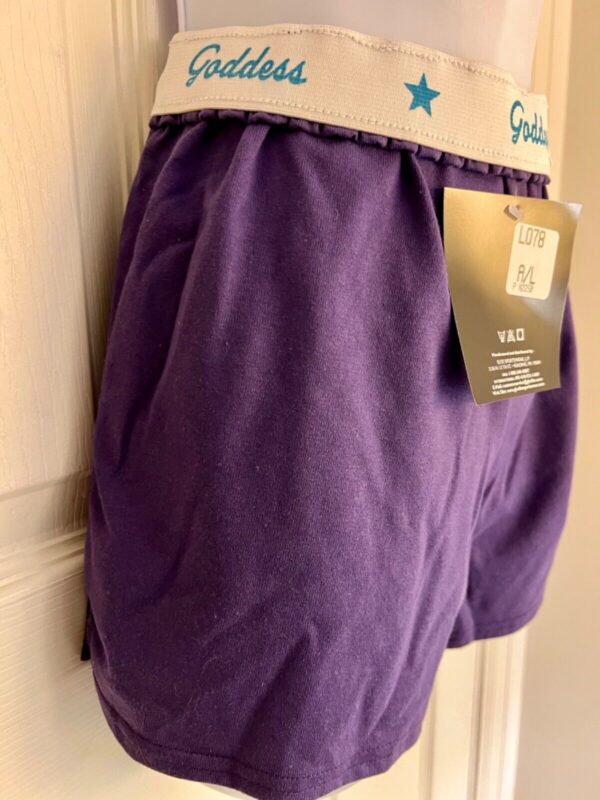 GK COTTON LADIES LARGE SKATE GODDESS GLITTER PRINT PURPLE BOXER SHORTS SZ L NWT! - Image 6