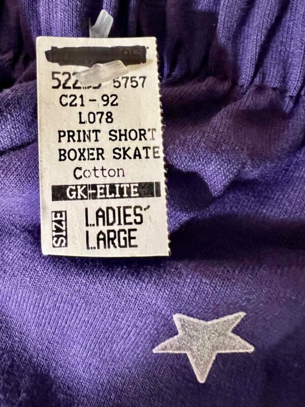 GK COTTON LADIES LARGE SKATE GODDESS GLITTER PRINT PURPLE BOXER SHORTS SZ L NWT! - Image 9