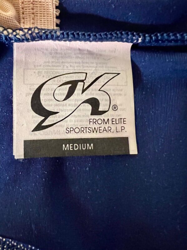 GK DANCE JAZZ TOP GIRLS MEDIUM BLUE VELVET FOIL CRISSCROSS STRAPS CAMISOLE SZ M - Image 8