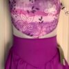 GK FIGURE SKATE DRESS ADULT X-SMALL SLVLS MATTE TRICOT PRINT VIOLET MESH AXS NWT