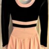 GK ICE FIGURE SKATE ADULT SMALL LgSLV BOATNECK BLACK PINK VELVET DRESS SZ S - Image 7