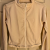 GK WARM UP JACKET LADIES SMALL WHITE VELVET ZIP DANCE SKATE GYMNASTICS SZ S