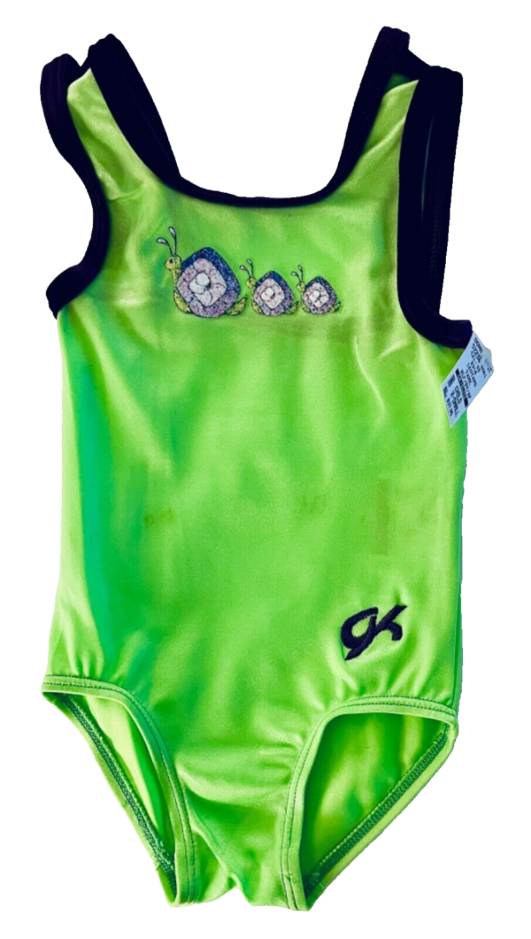 GK GREEN CHILD X-SMALL FOIL CATERPILLAR ACCENT GYMNASTICS DANCE TANK LEOTARD XS - Image 8