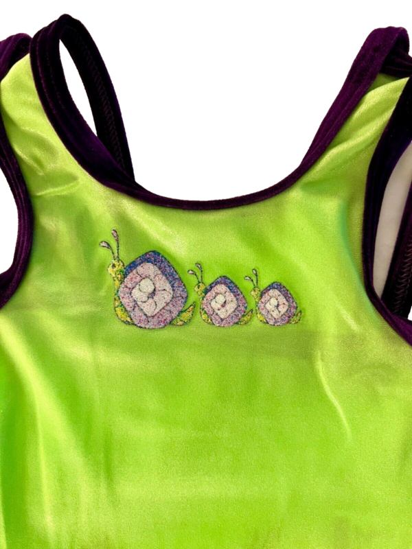 GK GREEN CHILD X-SMALL FOIL CATERPILLAR ACCENT GYMNASTICS DANCE TANK LEOTARD XS - Image 9