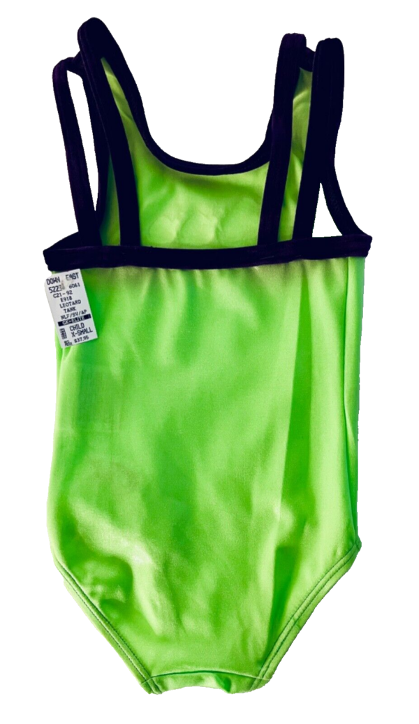 GK GREEN CHILD X-SMALL FOIL CATERPILLAR ACCENT GYMNASTICS DANCE TANK LEOTARD XS - Image 10