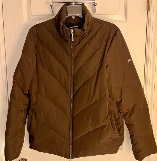 Jones New York Womens Medium Brown Puffer Down Feather Collar Front Zip Jacket - Image 11