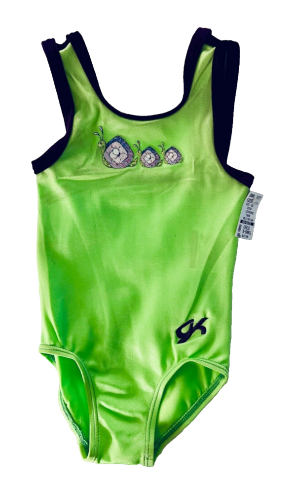 GK GREEN CHILD X-SMALL FOIL CATERPILLAR ACCENT GYMNASTICS DANCE TANK LEOTARD XS - Image 10