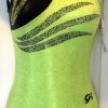 GK ELITE TANK LADIES SMALL LEMON LIME BLACK FOIL GYMNASTS DANCE LEOTARD AS NWT!