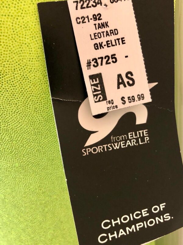 GK ELITE TANK LADIES SMALL LEMON LIME BLACK FOIL GYMNASTS DANCE LEOTARD AS NWT! - Image 7