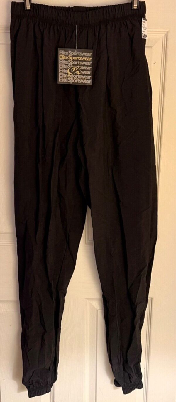 GK WARM UP ADULT X-LARGE BLACK CRINKLE SUPPLEX NYLON GYM CHEER ATHLETIC PANTS XL - Image 2