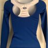 GK ELITE L/S FULL LENGTH CHEER TOP ADULT SMALL ROYAL WHITE CUTOUT BACK AS NWT! - Image 2