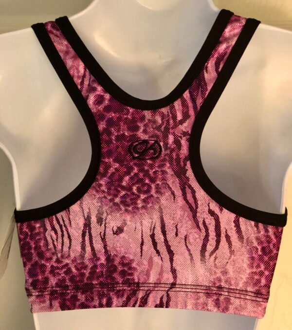 GK ELITE SPORTS TOP ADULT MEDIUM SANGRIA SHIMMER ANIMAL PRINT CHEER DANCE AM NWT - Image 2