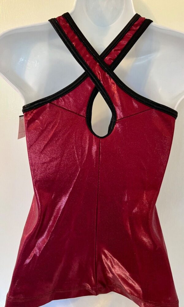 GK DANCE JAZZ CHEER LADIES SMALL BURGUNDY MYSTIQUE CRISSCROSS HALTER TOP Sz AS - Image 6