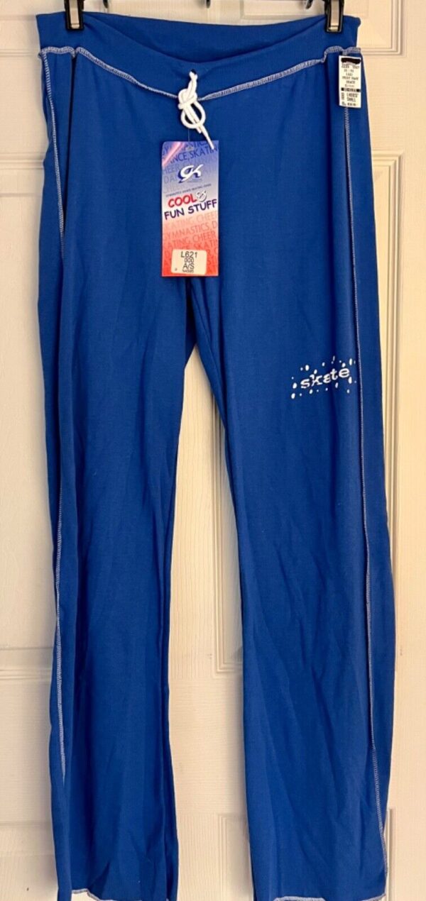 GK â€œSKATEâ€ GRAPHIC ADULT SMALL ROYAL COTTON ATHLETIC LOUNGE STRIPES PANTS Sz AS