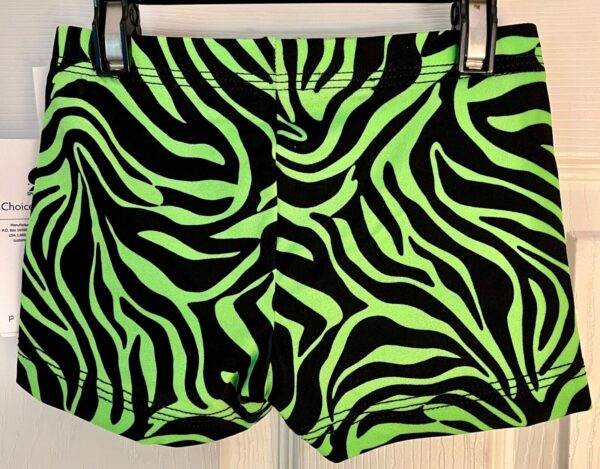 GK LIME ZEBRA STRIPE GIRLS MEDIUM MICRO MINI WORKOUT CHEER DANCE GYM SHORTS CM - Image 6