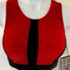 GK RED VELVET CROP TOP ADULT X-SMALL SLVLS BLACK VELVET TRIM DANCE GYMNASTS AXS