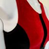 GK RED VELVET CROP TOP ADULT X-SMALL SLVLS BLACK VELVET TRIM DANCE GYMNASTS AXS - Image 2