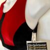 GK RED VELVET CROP TOP ADULT X-SMALL SLVLS BLACK VELVET TRIM DANCE GYMNASTS AXS - Image 3