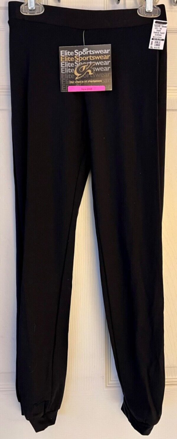 GK ELITE DANCE JAZZ GIRLS LARGE BLACK MICROFIBER CUFFED CAPRI PANTS Sz CL NWT - Image 4