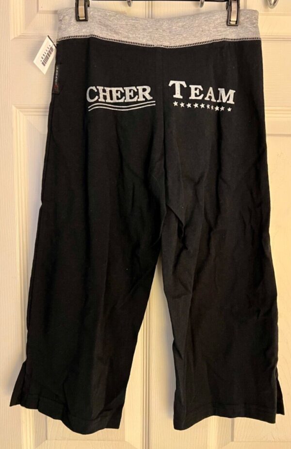 GK â€œCHEER TEAM USAâ€ GRAPHIC GIRLS SMALL BLACK COTTON ATHLETIC LOUNGE CAPRI Sz CS - Image 3