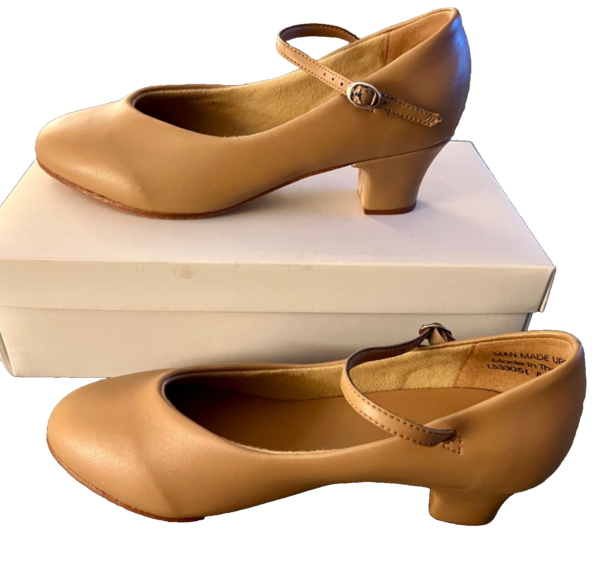 NIB! LEOâ€™S CHORUS LINE LADIES 8.5 LS3305L 1.5" HEEL TAP SHOES TAN SZ 8.5 M