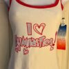GK CAMISOLE TOP ADULT LARGE WHITE COTTON "I LOVE GYMNASTICS" GLITTER GRAPHICS L