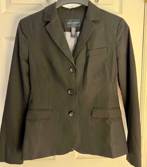 Banana Republic Women's Black Wool Blend  Blazer SZ 6 Lined Three Button EUC - Image 4