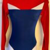 GK RED VELVET ADULT SMALL LgSLV BLUE IRIDESCENT FOIL GYMNAST DANCE LEOTARD Sz AS