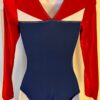 GK RED VELVET ADULT SMALL LgSLV BLUE IRIDESCENT FOIL GYMNAST DANCE LEOTARD Sz AS - Image 5