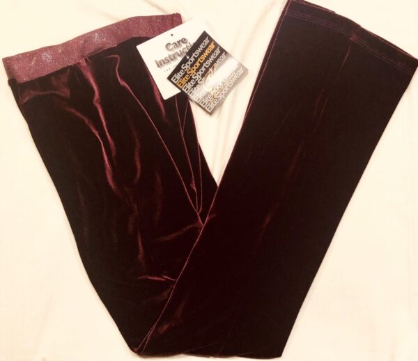 GK DANCE JAZZ LADIES LARGE WINE VELVET WINE TWILIGHT WAISTBAND PANTS Sz AL NWT!