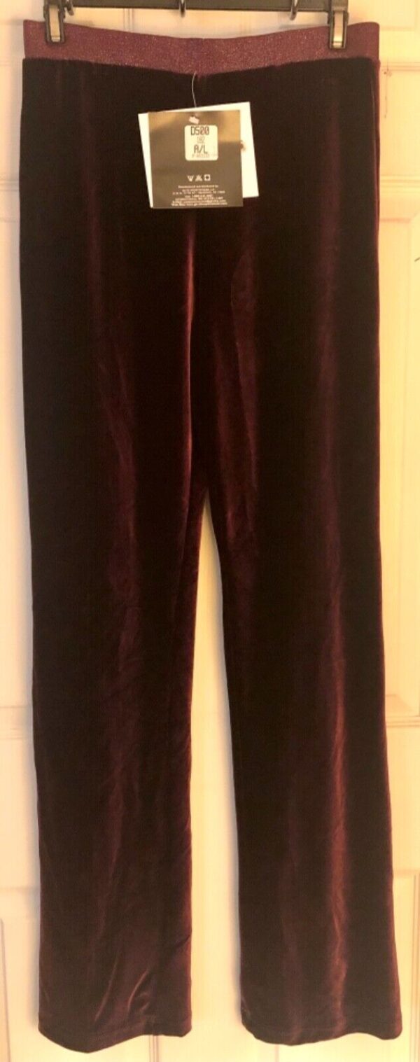 GK DANCE JAZZ LADIES LARGE WINE VELVET WINE TWILIGHT WAISTBAND PANTS Sz AL NWT! - Image 3