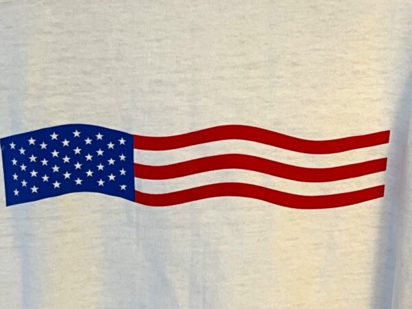 THE AUSSIE T CO "AMERICAN FLAG" GRAPHIC ADULT SMALL SSLV WHITE COTTON T-SHIRT S - Image 3