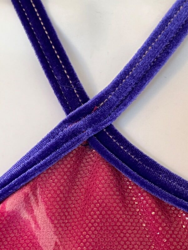 GK DANCE CHEER SKATE ADULT SMALL PINK TIE FOIL VELVET STRAP HALTER TOP Sz AS NWT - Image 3