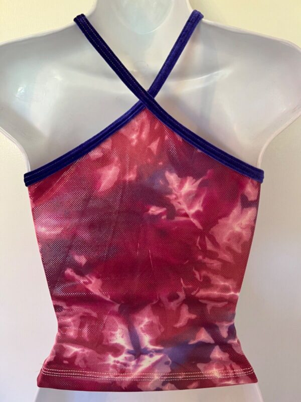 GK DANCE CHEER SKATE ADULT SMALL PINK TIE FOIL VELVET STRAP HALTER TOP Sz AS NWT - Image 7