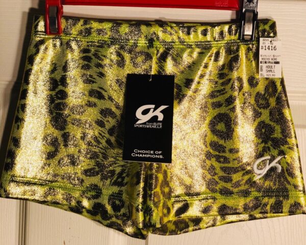 WAS $21.99 NWT! GK ELITE MICRO MINI CHEER SHORTS CHEETAH PRINT FOIL ADULT S - Image 2