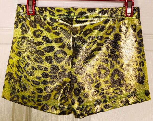 WAS $21.99 NWT! GK ELITE MICRO MINI CHEER SHORTS CHEETAH PRINT FOIL ADULT S - Image 3