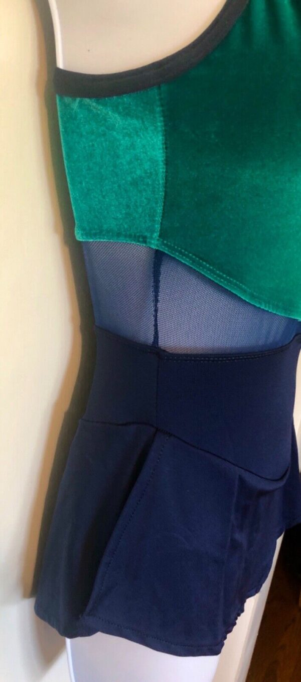 GK GREEN VELVET HALTER FIGURE SKATE LADIES X-SMALL NAVY N/S TURTLENECK DRESS AXS - Image 4