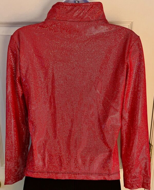 GK WARM UP JACKET ADULT SMALL RED SPARKLE FOIL ZIP FRONT GYMNASTIC DANCE CHEER S - Image 4